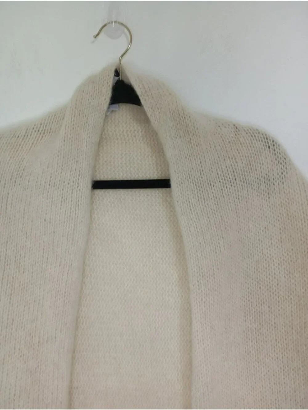 Zara Shawl Wrap M Beige 100% Wool Fringed Open Front